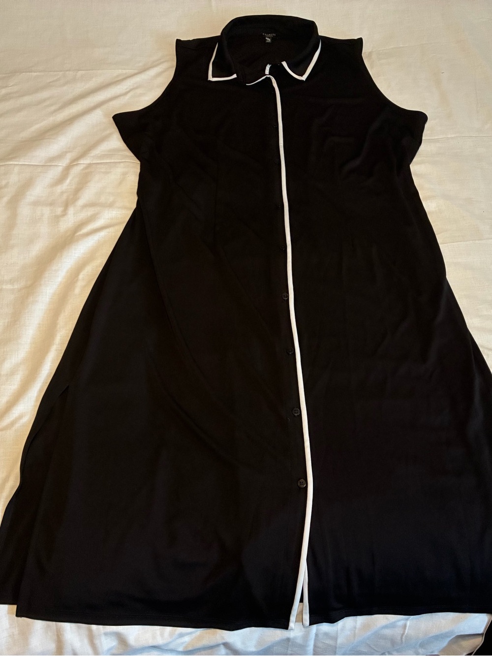 Talbots tipped jersey shirtdress in black with white contrast piping Trim - 2Xp - Picture 5 of 16
